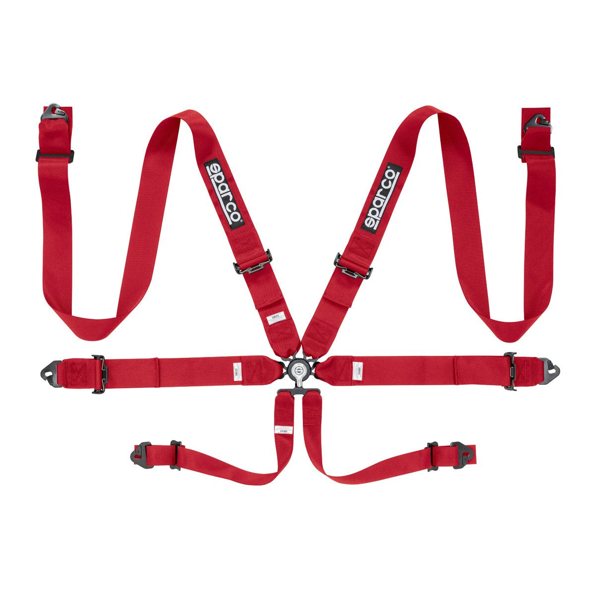 Sparco FIA 6-Point Racing Harness - Steel, Pull-Up Lap Adjusters