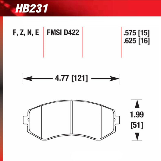 Hawk HB231F.625 Street Performance Pad - HPS Compound