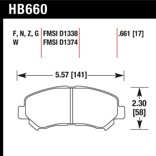 Hawk HB660G.661 Racing Pad - DTC-60 Compound